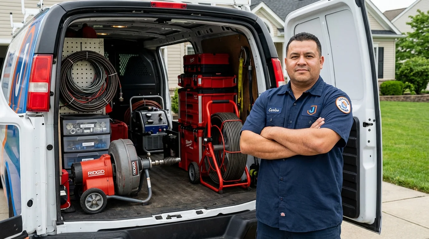 Professional drain cleaning equipment and Johns Plumbing LLC plumber in King George